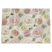 Get Well Soonバラ パターン（の模様が）ある ラージペーパーバッグ (正面)