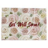 Get Well Soonバラ パターン（の模様が）ある ラージペーパーバッグ (裏面)