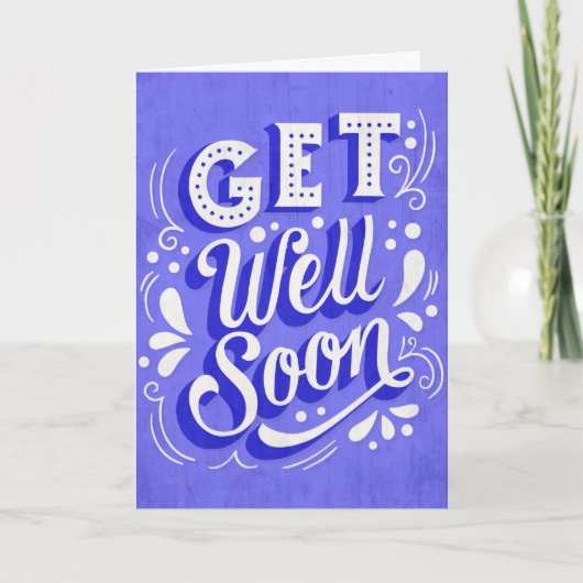 Get Well Soonパープルヴィンテージスタイルタイポグラフィ カード (正面)
