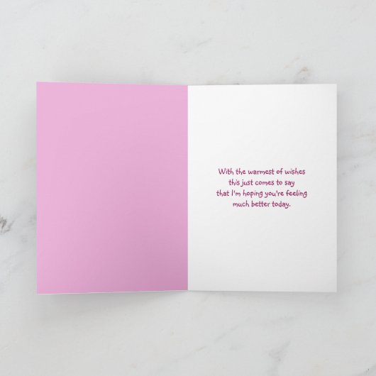 Get Well Soonピンクのブーツとデイジー カード (内部)