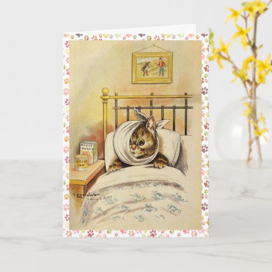 Get Well Soon子猫カード カード (黄色い花)