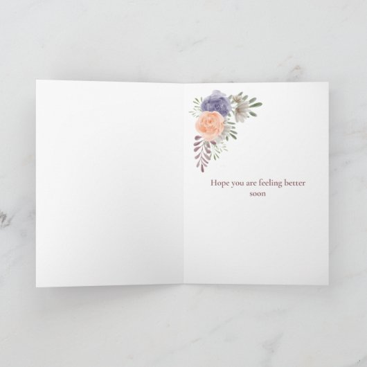 Get Well Soon牡丹バラ紫 カード (内部)