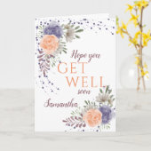 Get Well Soon牡丹バラ紫 カード (黄色い花)