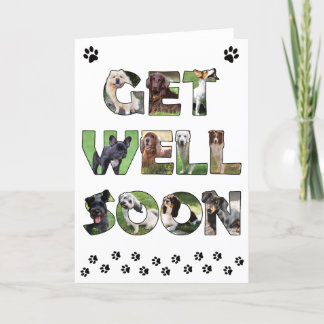 Get Well Soon犬のカード – 油絵ワードアート サンキューカード