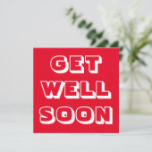 Get Well Soon赤い白はっきりしたタイポグラフィモダン カード (スタンド正面)