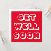 Get Well Soon赤い白はっきりしたタイポグラフィモダン カード (正面/裏面インサイチュ)