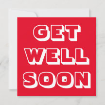 Get Well Soon赤い白はっきりしたタイポグラフィモダン