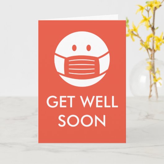 Get Well Soon顔マスクsmily covid 19 recovery カード (黄色い花)