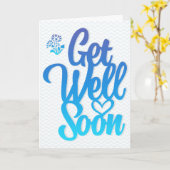 Get Well Soon モダン Blue and Chevronタイポグラフィ カード (黄色い花)