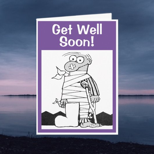 Get Well Soon – 松葉杖に包帯を付けた男 カード