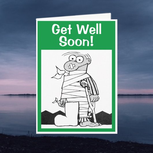 Get Well Soon – 松葉杖に包帯を付けた男 カード