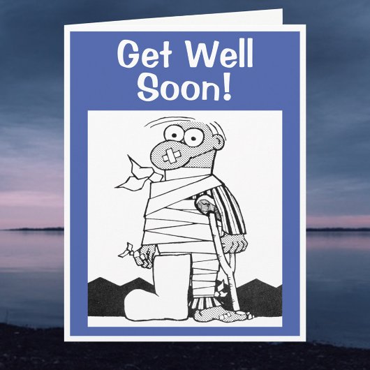 Get Well Soon – 松葉杖に包帯を付けた男 カード