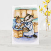 Get Well Soon Animal博士の芸術かわいいカード カード (黄色い花)