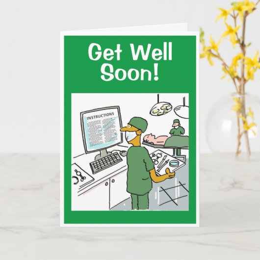 Get Well Soon - Asian Surgery Checks Instructions カード (黄色い花)