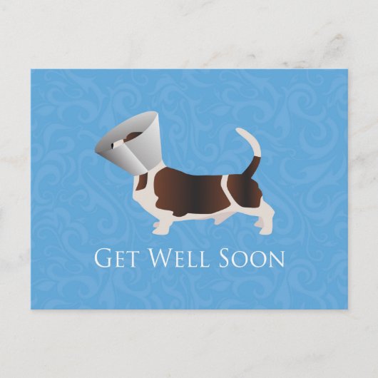 Get Well Soon - Basset Hound Male ポストカード (正面)