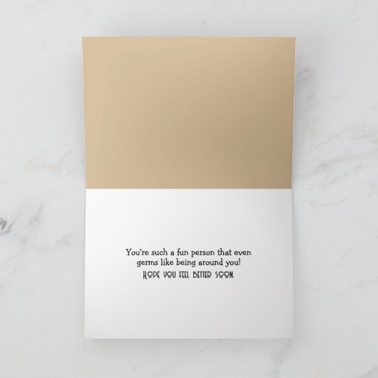 Get Well Soon Black Bear Sleeping Under a Quilt カード (内部)