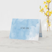 Get Well Soon Blue Water Color色あせったデザイン カード (黄色い花)
