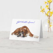 Get Well Soon Boxer Dog Greeting Card - Verse カード (黄色い花)
