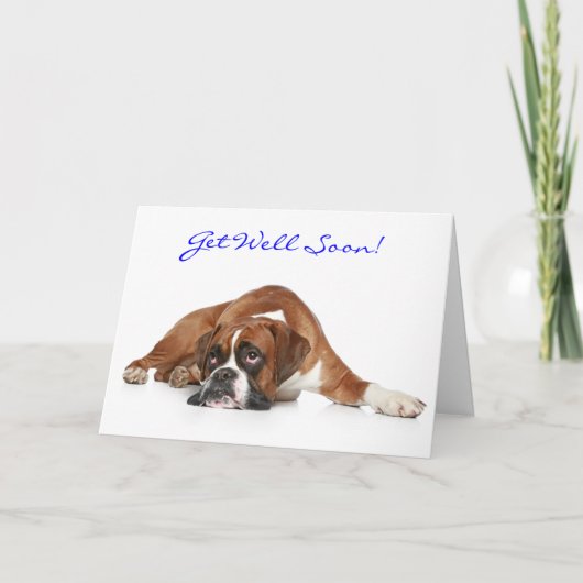 Get Well Soon Boxer Dog Greeting Card - Verse カード (正面)