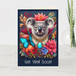Get Well Soon Card Ausie Koala Bear Hugs and Love カード