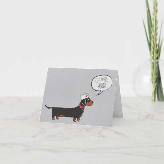 Get Well Soon Card - Dachshund inナース服 カード (正面)