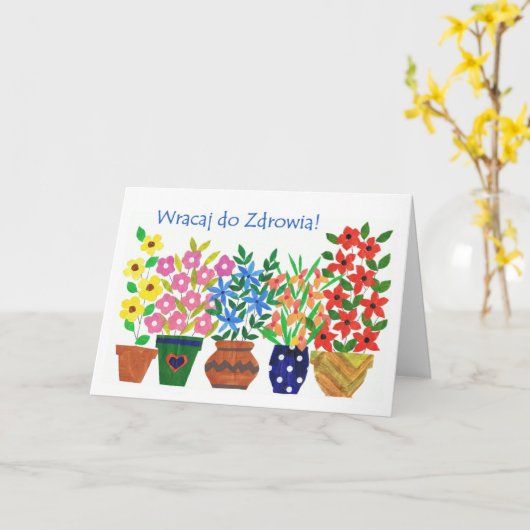 Get Well Soon Card - Polish Greeting カード (黄色い花)