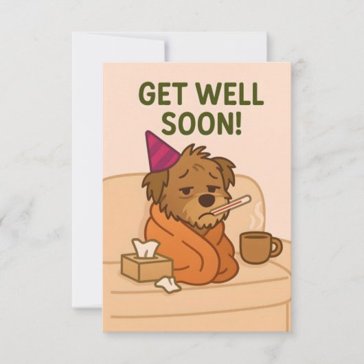Get Well Soon Card - Scrapffy Dog サンキューカード (正面)