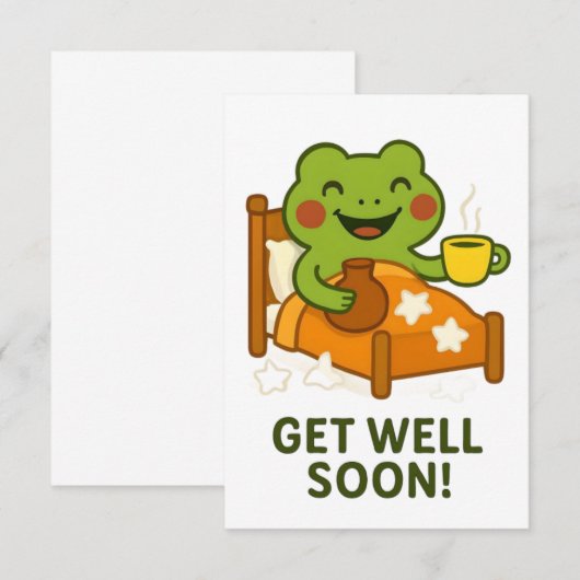 Get Well Soon Card - Sick Frog サンキューカード (正面/裏面)