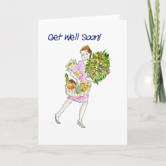 Get Well Soon Card with fruit and flowers カード (正面)