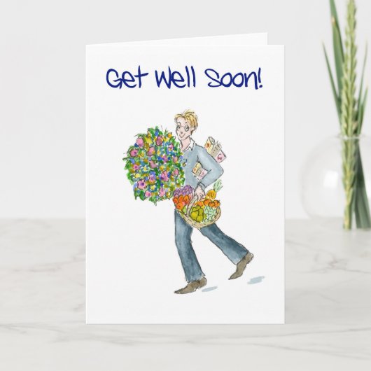 Get Well Soon Card with fruit and flowers カード (正面)