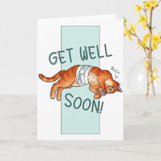 Get Well Soon Cat Card カード (黄色い花)