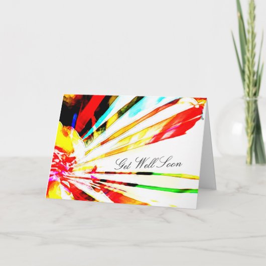 "Get Well Soon" Cheery抽象芸術ひまわりアート カード (正面)