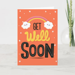 Get Well Soon Cute Cloudsタイポグラフィ挨拶 カード
