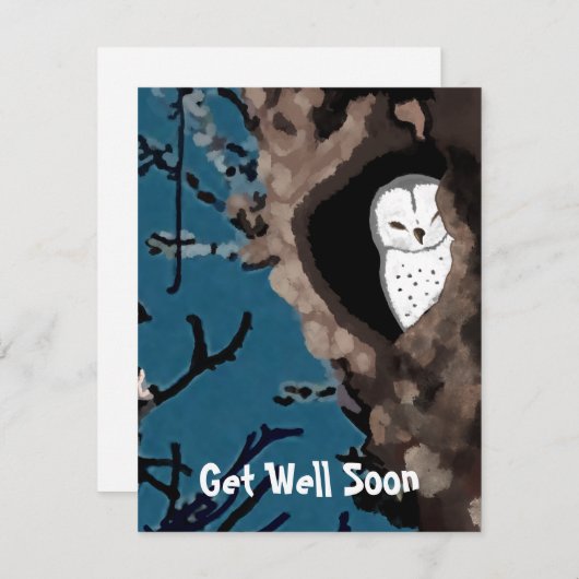 Get Well Soon Cute Napping Owlイラストレーション (正面/裏面)