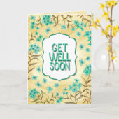 Get Well Soon Floral Yellow Teal Card カード (黄色い花)