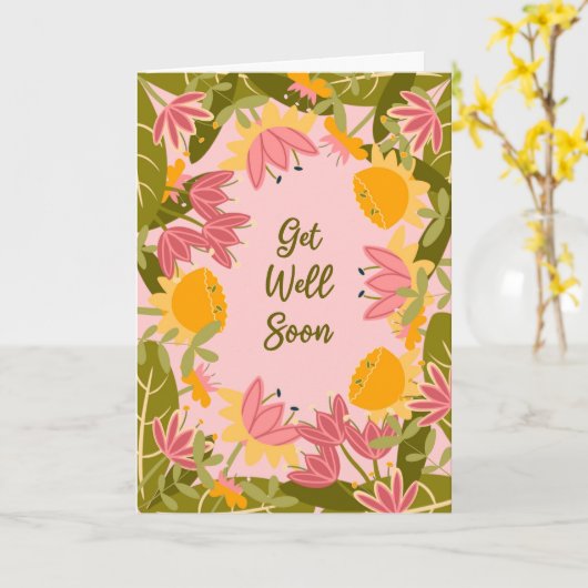 Get Well Soon Flowers カード (黄色い花)