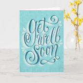 Get Well Soon Greenヴィンテージスタイルタイポグラフィカード カード (黄色い花)