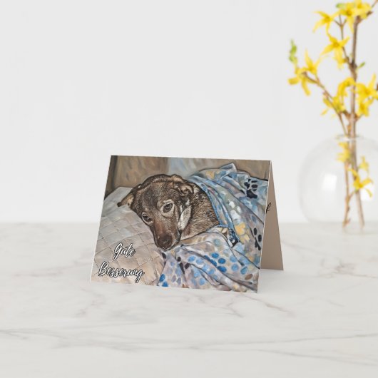 Get Well Soon in German Folded Greeting Card カード (黄色い花)