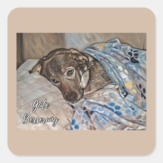 Get Well Soon in German Sticker スクエアシール (正面)