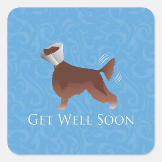 Get Well Soon - Irish Setter Male スクエアシール (正面)