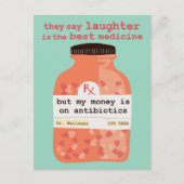 Get Well Soon Laughter vs Antibiotics CUSTOM ポストカード (正面)
