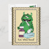 Get Well Soon Monsterグリーティングポストカード ポストカード (正面/裏面)