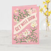 Get Well Soon Pink Soft Pastel Floral Banner カード (黄色い花)