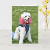 Get Well Soon poodleグリーティングカード カード (黄色い花)