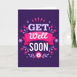 Get Well Soon Purpleタイポグラフィ挨拶 カード