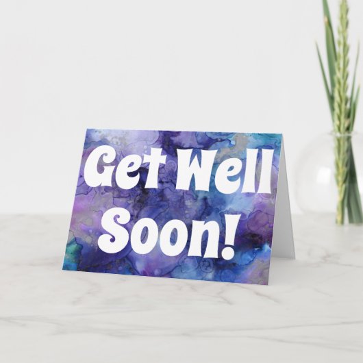 Get Well Soon Purple Blue Water パーソナライズされた Color カード (正面)