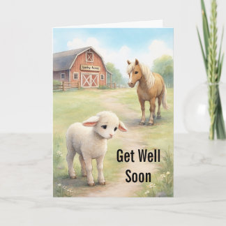 Get Well Soon sad Baby lamb  シーズンカード