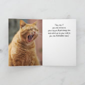 Get Well Soon Sleepy Yawning Cat Animal Fun カード (内部)