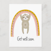 Get Well Soon Sloth and Rainbow ポストカード (正面)