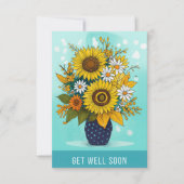 Get Well Soon Sunflower Vase Greeting Card (正面)